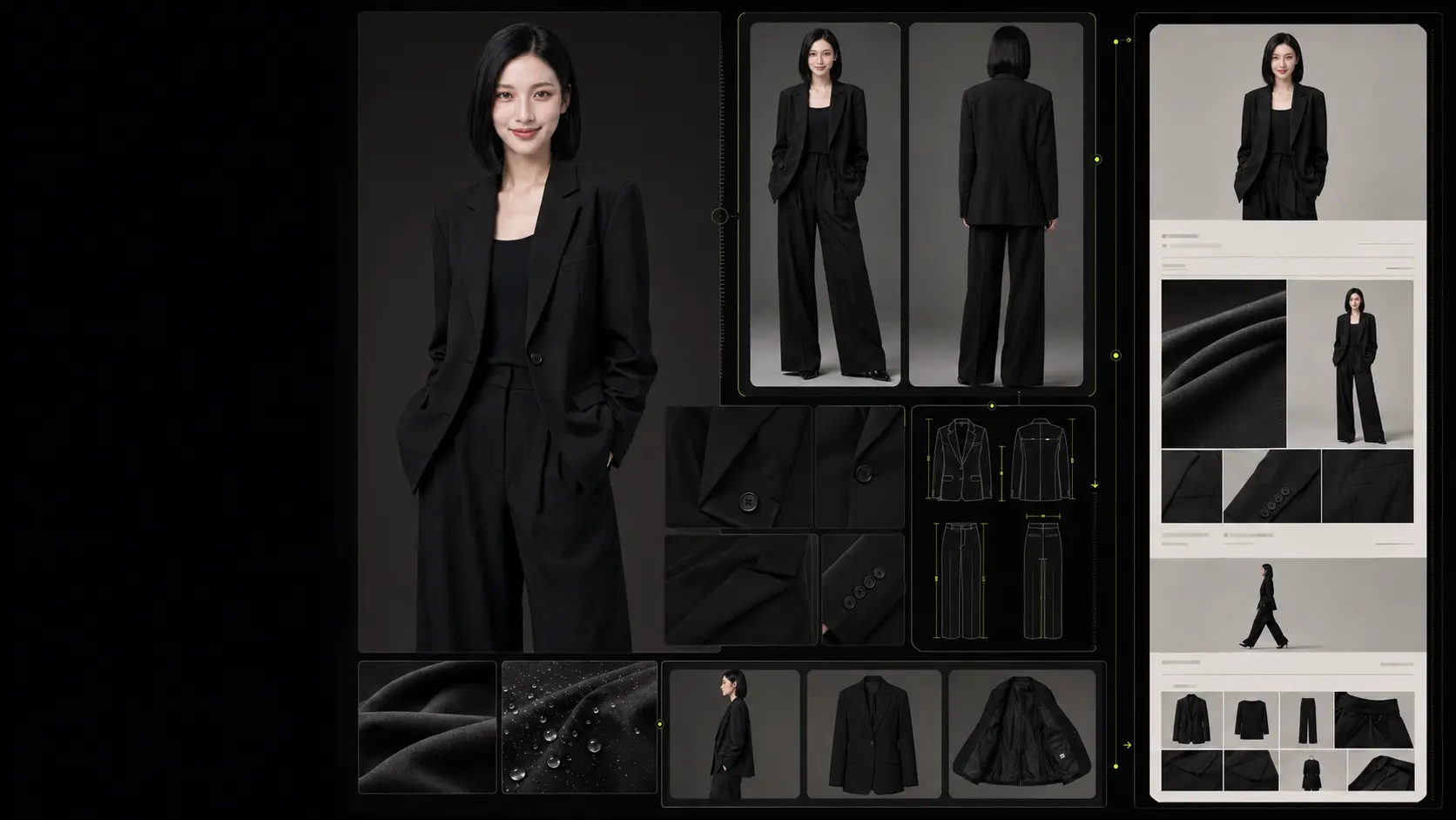 服装商品卖点、材质、模特与详情页长图的完整策划板